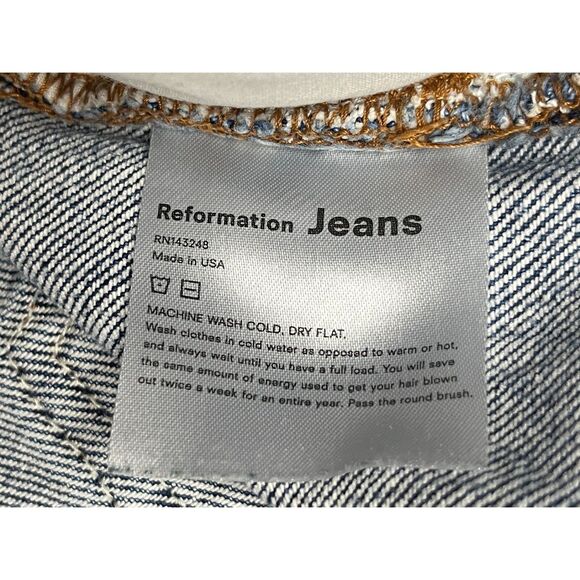 REFORMATION Blue Liza High Rise Straight Leg Denim Jeans  Women's Plus Size 38 - Picture 5 of 10